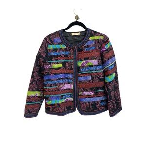 Vintage Choices Patchwork Embroidered Jacket Hippie Boho Eclectic Jacket Size M